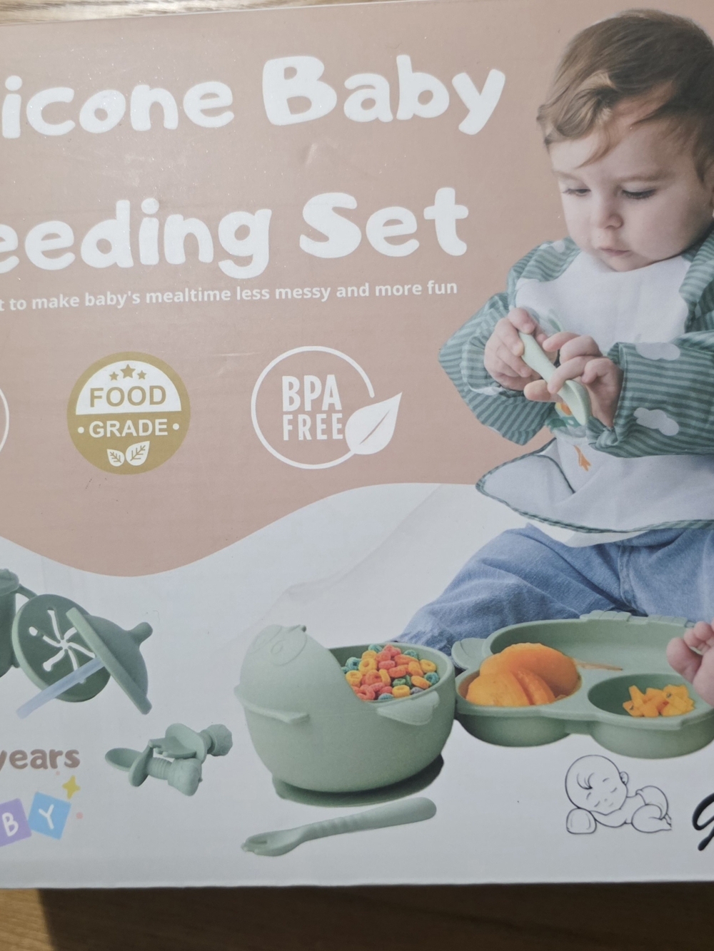 Ganni Silicone Baby Feeding Set in Blush Pink - Bowl, Cup & Utensils